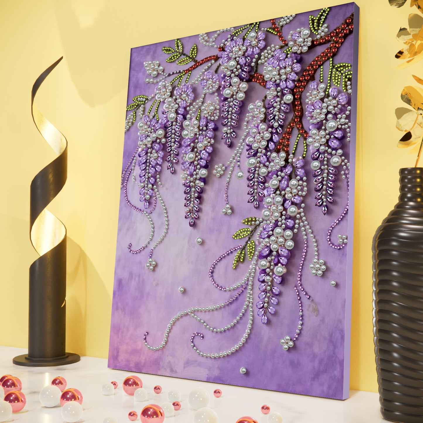 Violet - DIY Pearl Gem Art Diamond Painting Kits With Framefor Home Decor -30x40cm