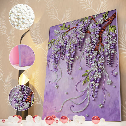 Violet - DIY Pearl Gem Art Diamond Painting Kits With Framefor Home Decor -30x40cm