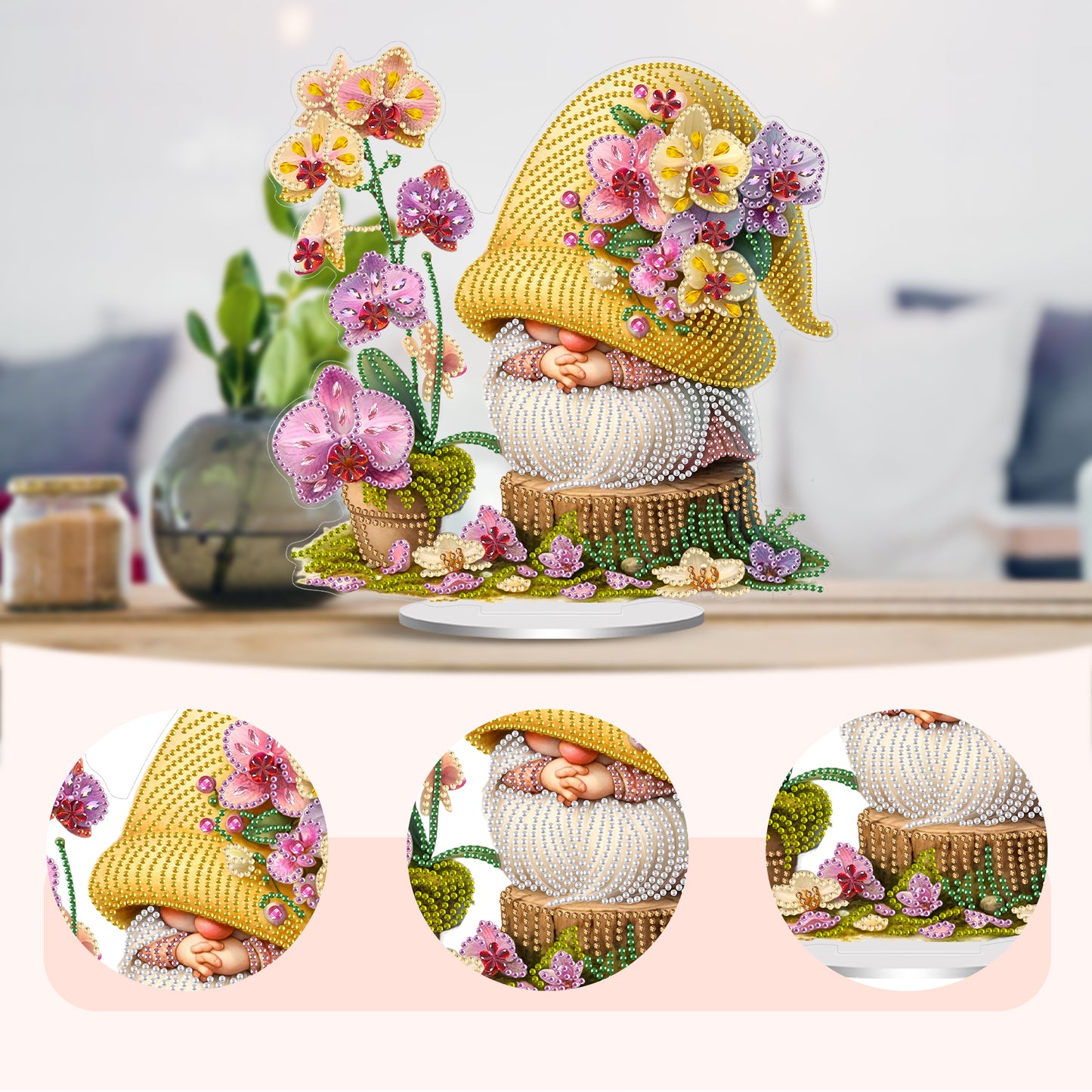 2D Flat Gnomes DIY Acrylic Diamond Painting Ornament Kit Home Office Table Decor