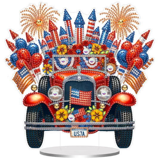 2D Flat Car DIY Acrylic Diamond Painting Ornaments Kit Home Office Table Decor