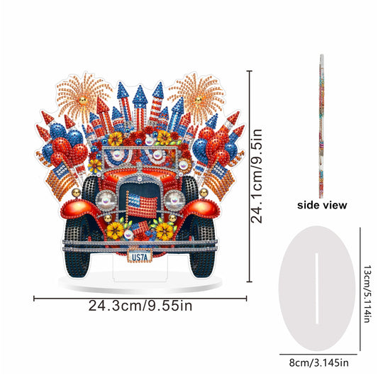 2D Flat Car DIY Acrylic Diamond Painting Ornaments Kit Home Office Table Decor