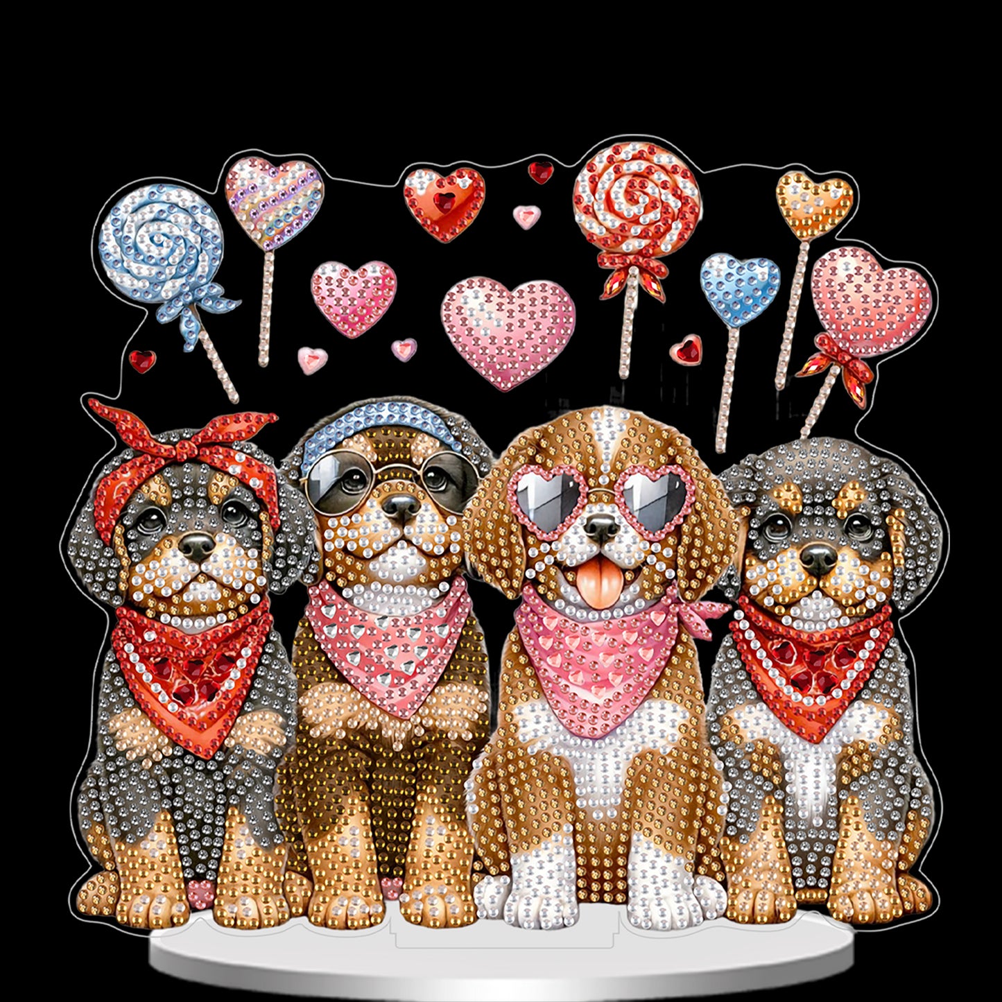 2D Flat Loving Dog DIY Acrylic Diamond Painting Ornaments Kit Home Table Decor