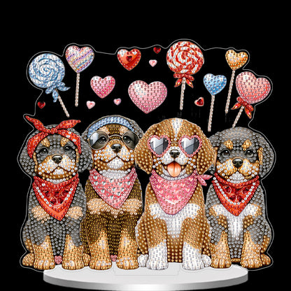 2D Flat Loving Dog DIY Acrylic Diamond Painting Ornaments Kit Home Table Decor
