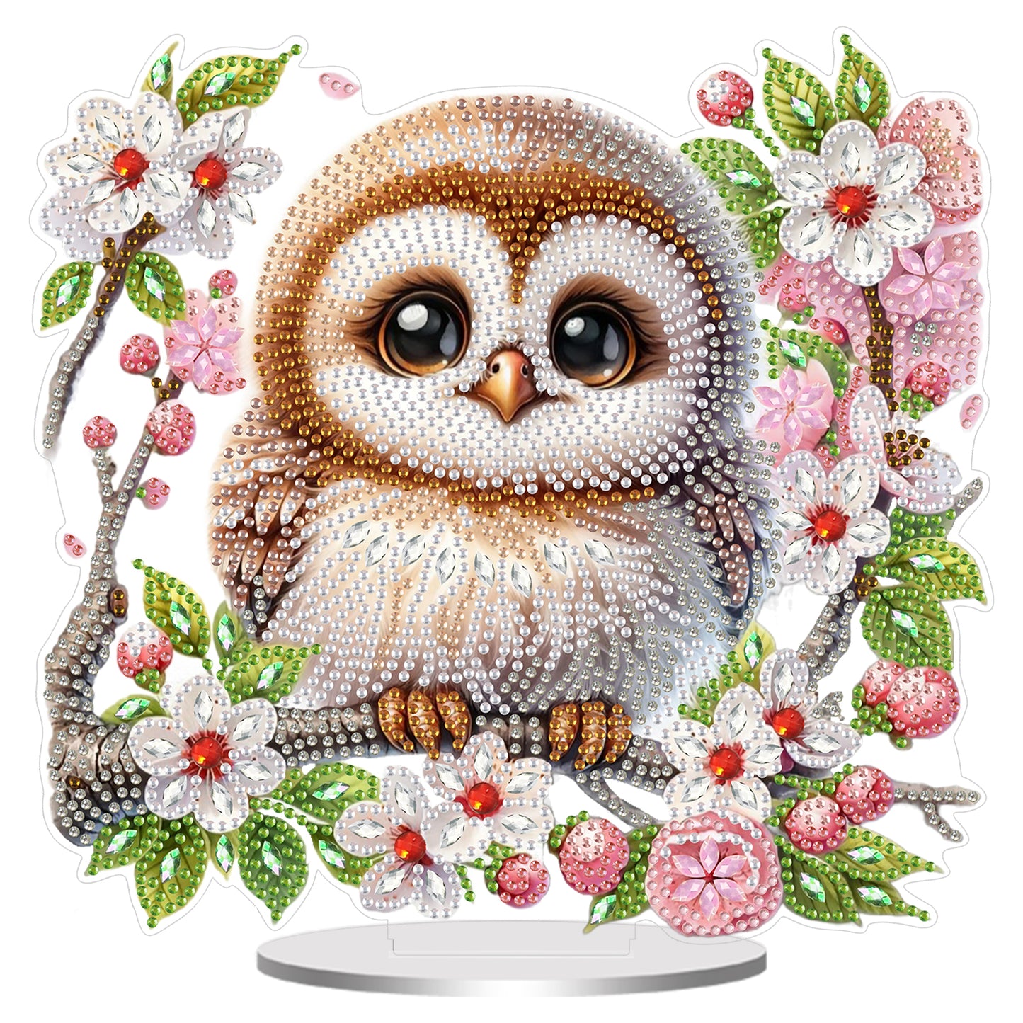 2D Flat Owls and Flowers DIY Acrylic Diamond Painting Ornaments Kit Home Decor