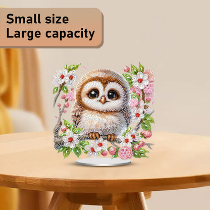 2D Flat Owls and Flowers DIY Acrylic Diamond Painting Ornaments Kit Home Decor