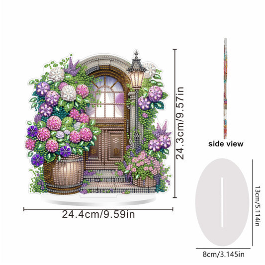 2D Flat Flower Gate DIY Acrylic Diamond Painting Ornaments Kit Home Table Decor