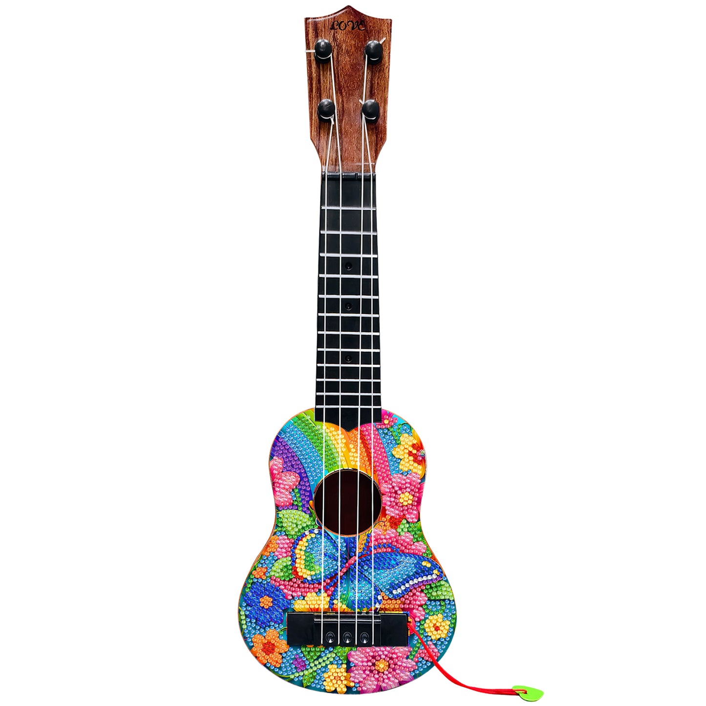 DIY Wooden Guitar Diamond Art Ornament Unique for Musicians (Rainbow Buttefly)