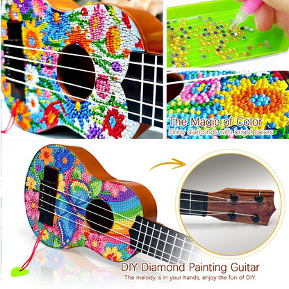 DIY Wooden Guitar Diamond Art Ornament Unique for Musicians (Rainbow Buttefly)