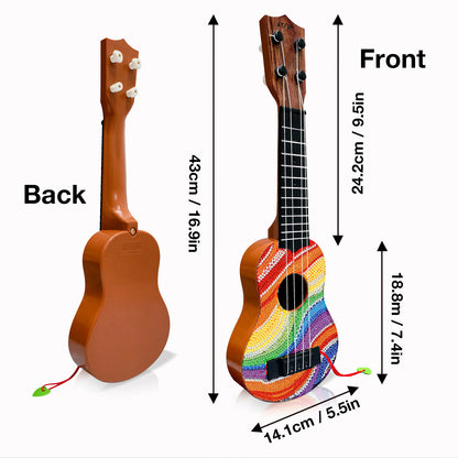 DIY Wooden Guitar Diamond Art Ornament Unique Gifts for Musicians (Rainbow)