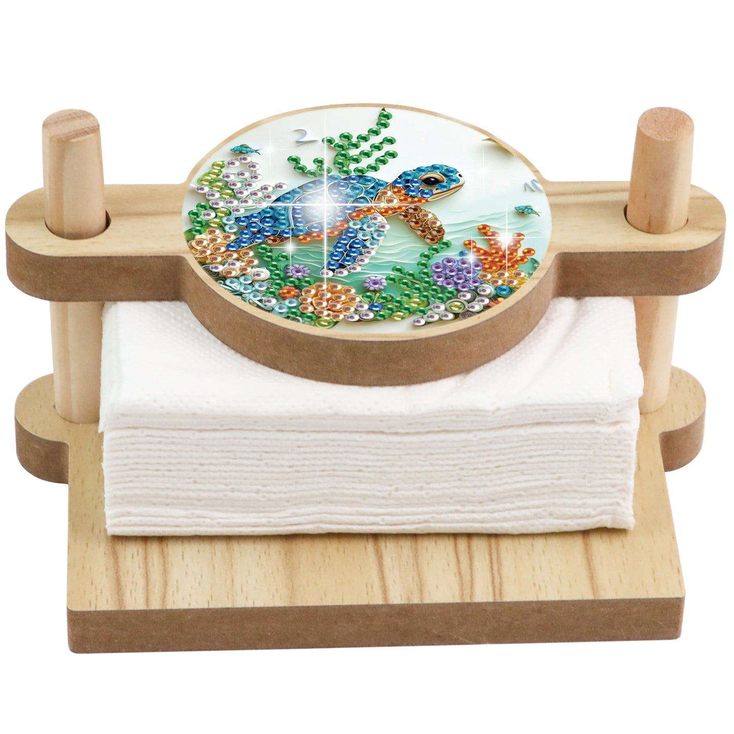 Sea Turtle DIY Wooden Diamond Art Paper Towel Holder for Home Office Decor