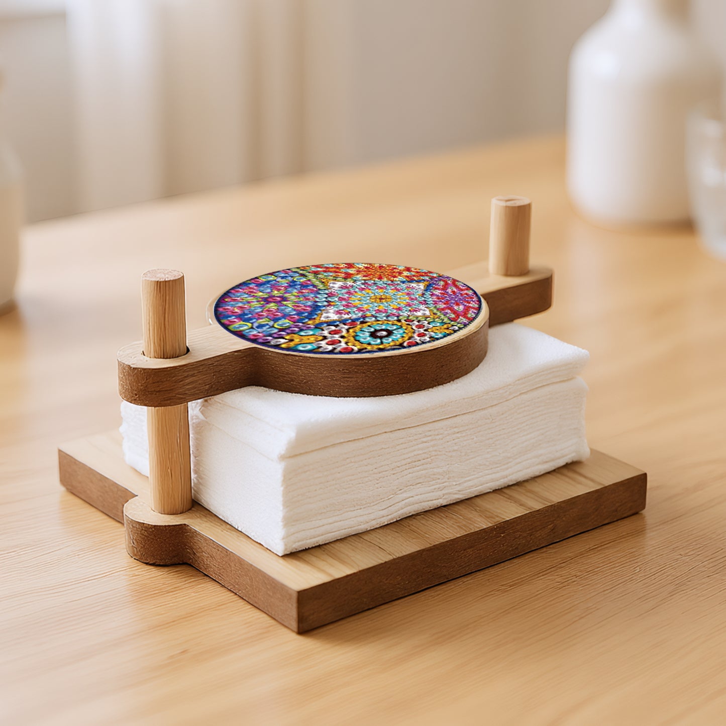 Datura DIY Wooden Diamond Art Paper Towel Holder Unique Gift for Friends Family
