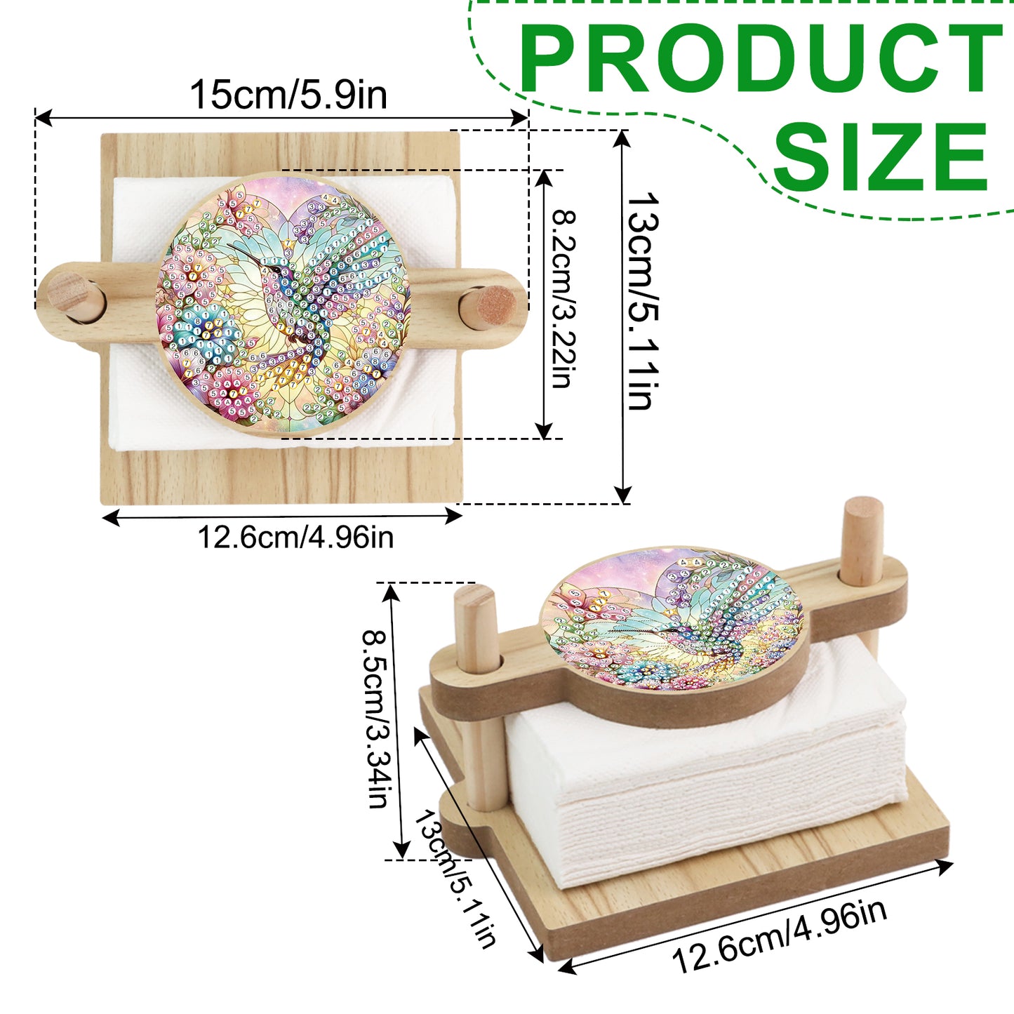 Hummingbird DIY Wooden Diamond Art Paper Towel Holder for Home Office Decor