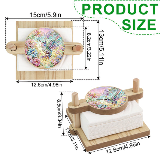 Hummingbird DIY Wooden Diamond Art Paper Towel Holder for Home Office Decor