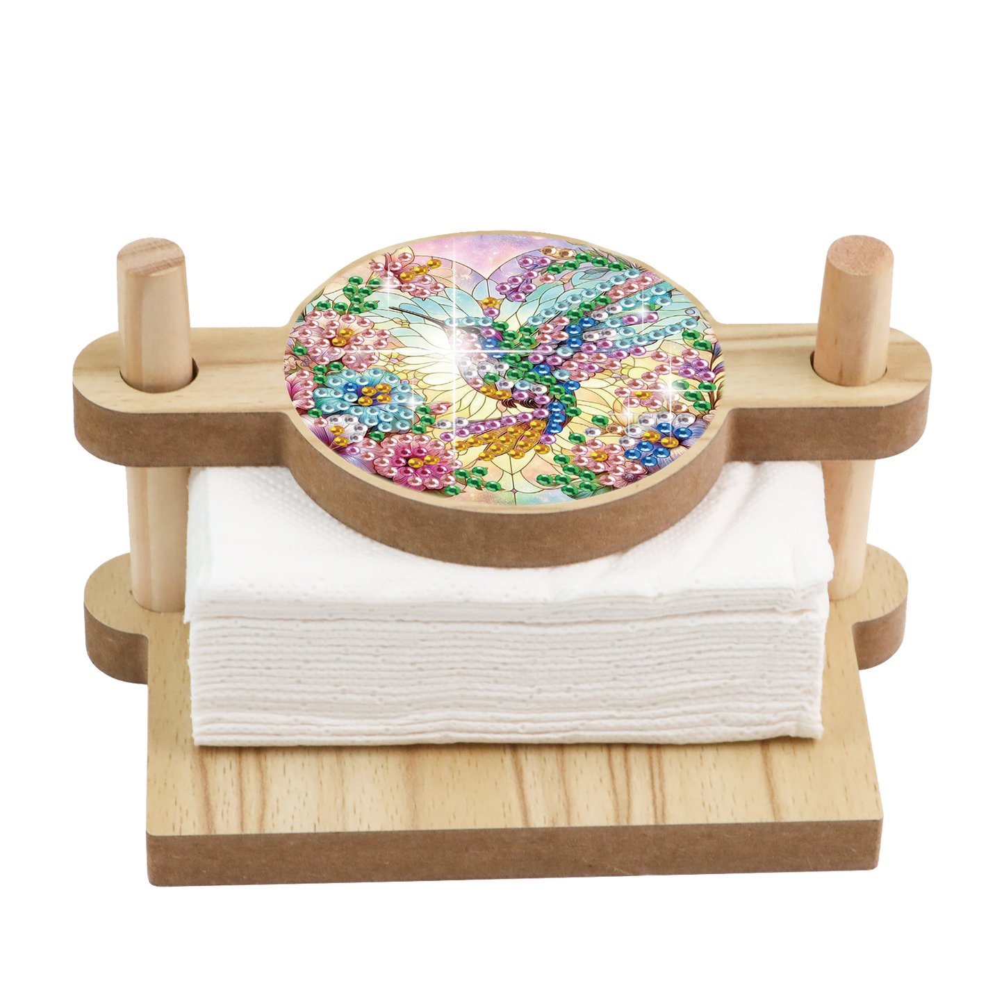 Hummingbird DIY Wooden Diamond Art Paper Towel Holder for Home Office Decor