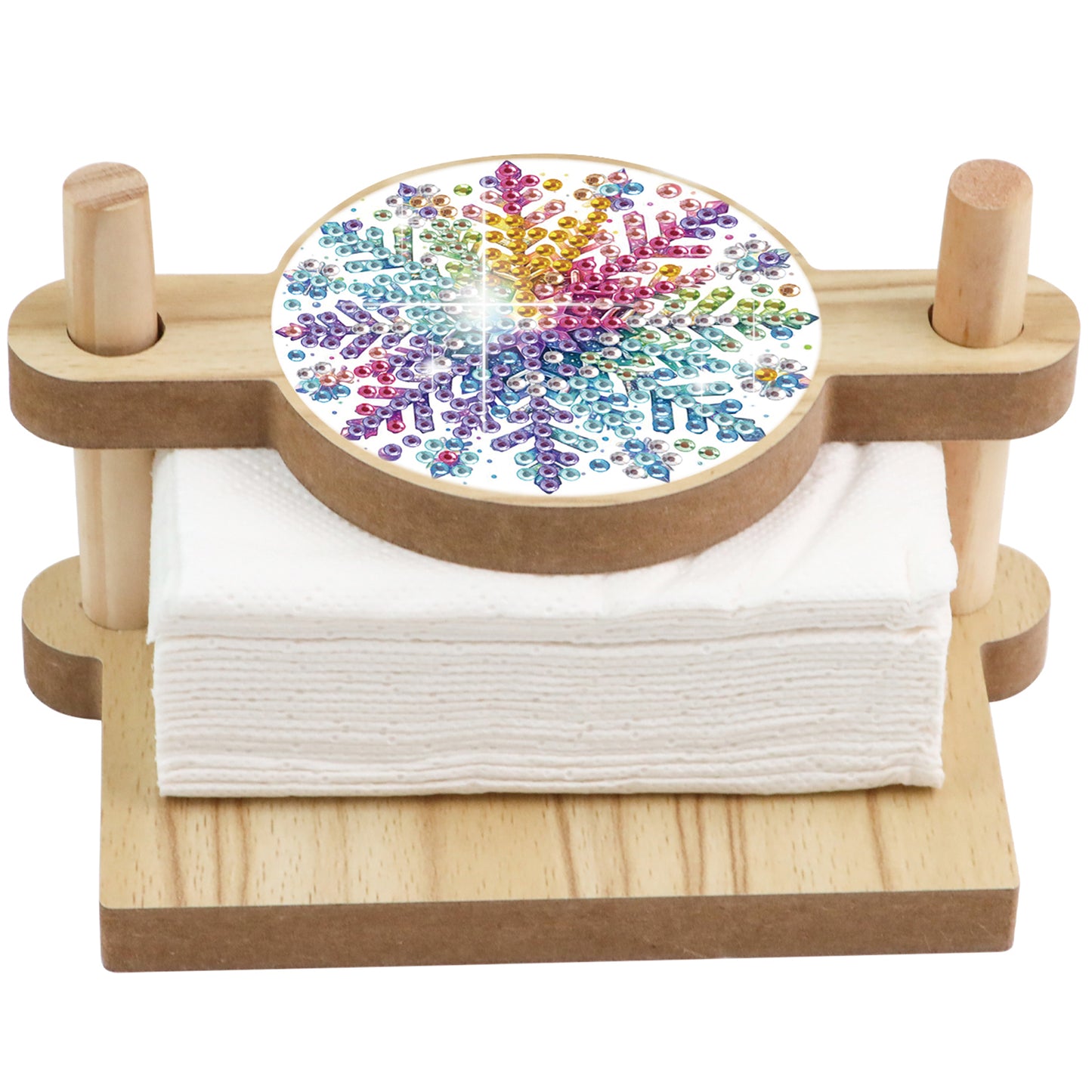 Snowflake DIY Wooden Diamond Art Paper Towel Holder for Home Office Decor