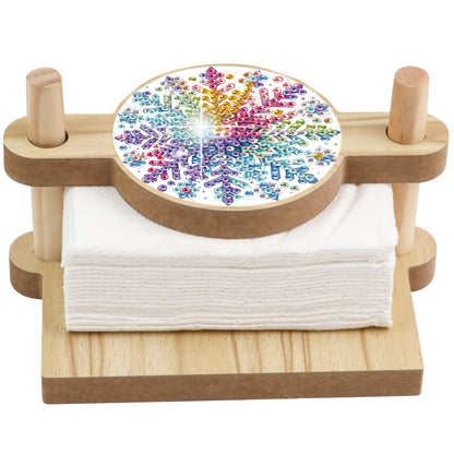 Snowflake DIY Wooden Diamond Art Paper Towel Holder for Home Office Decor