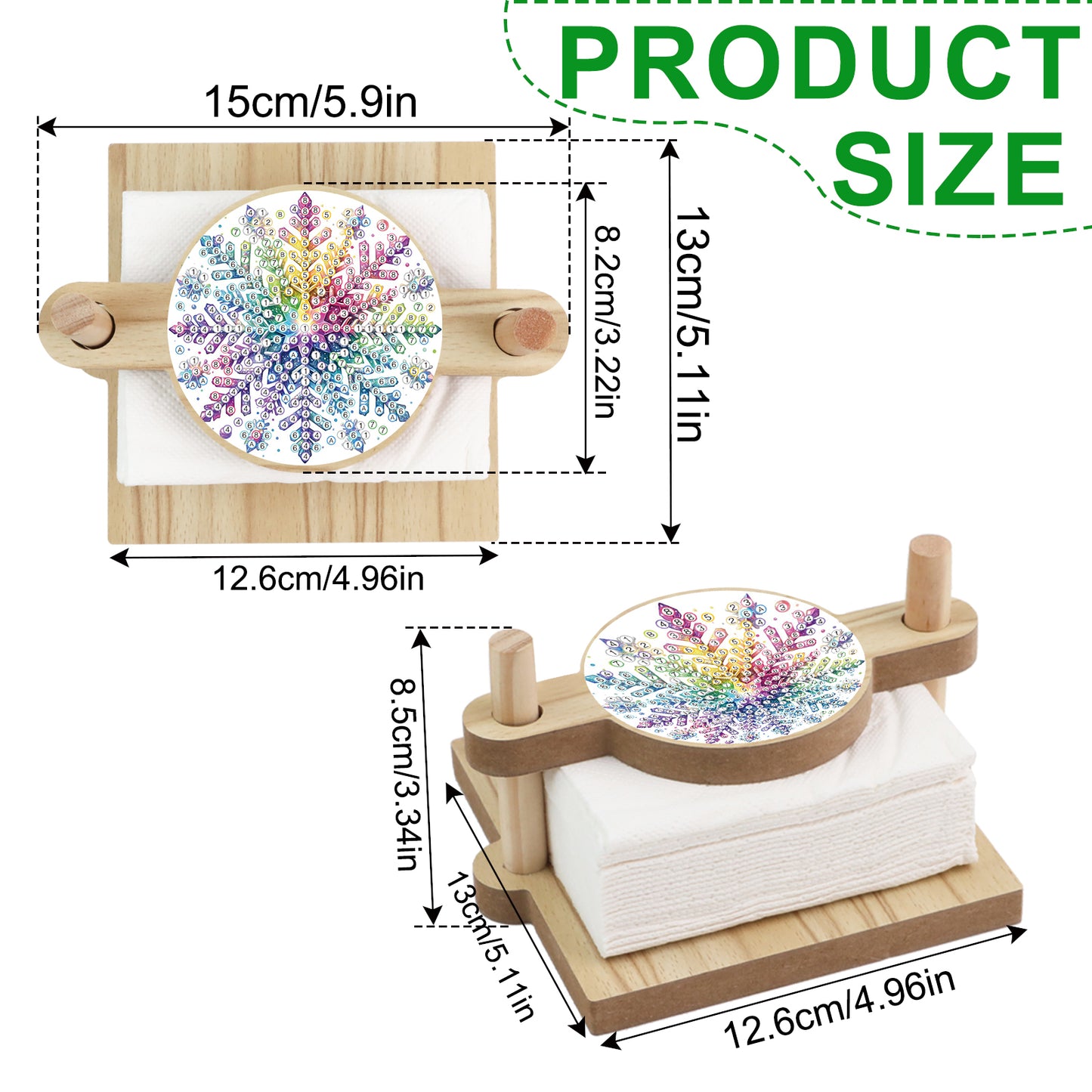 Snowflake DIY Wooden Diamond Art Paper Towel Holder for Home Office Decor