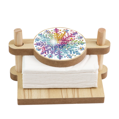 Snowflake DIY Wooden Diamond Art Paper Towel Holder for Home Office Decor