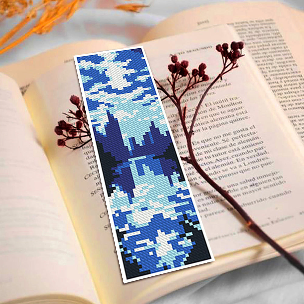 6Pcs Landscape DIY Cotton Single-Sided Stamped Needlepoint Bookmark Kit 47x28cm