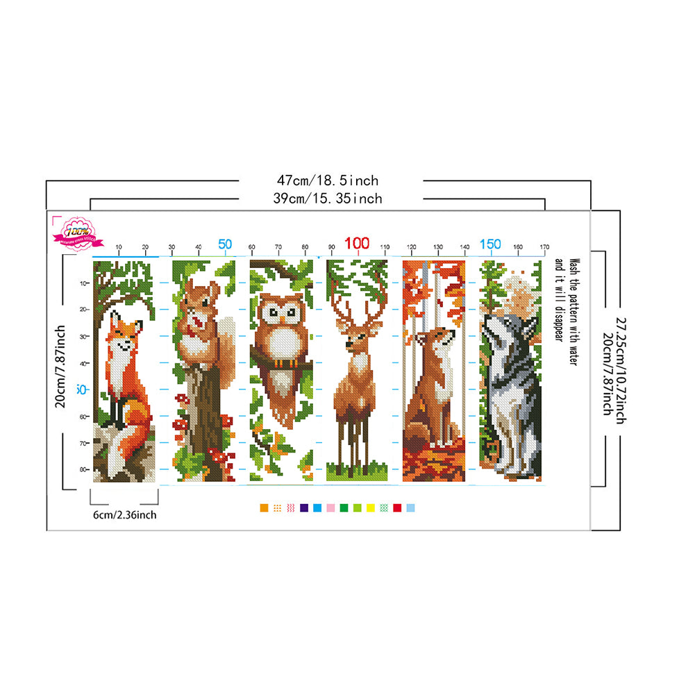 6Pcs Animal DIY Cotton Single-Sided Stamped Needlepoint Bookmark Kit 47x28cm