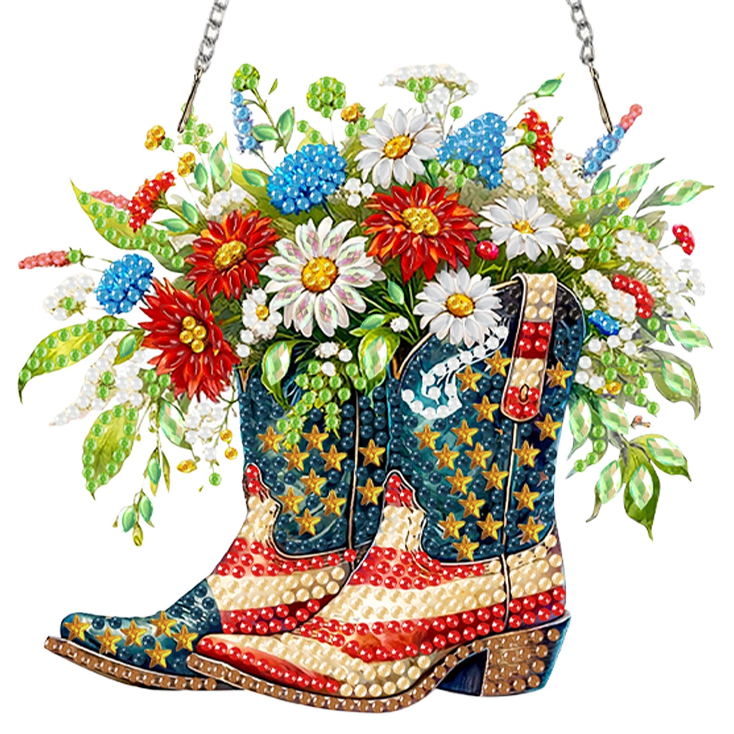 4pcs Independence Day 2D Flat DIY Acrylic Diamond Art Pendant Single Side Drill