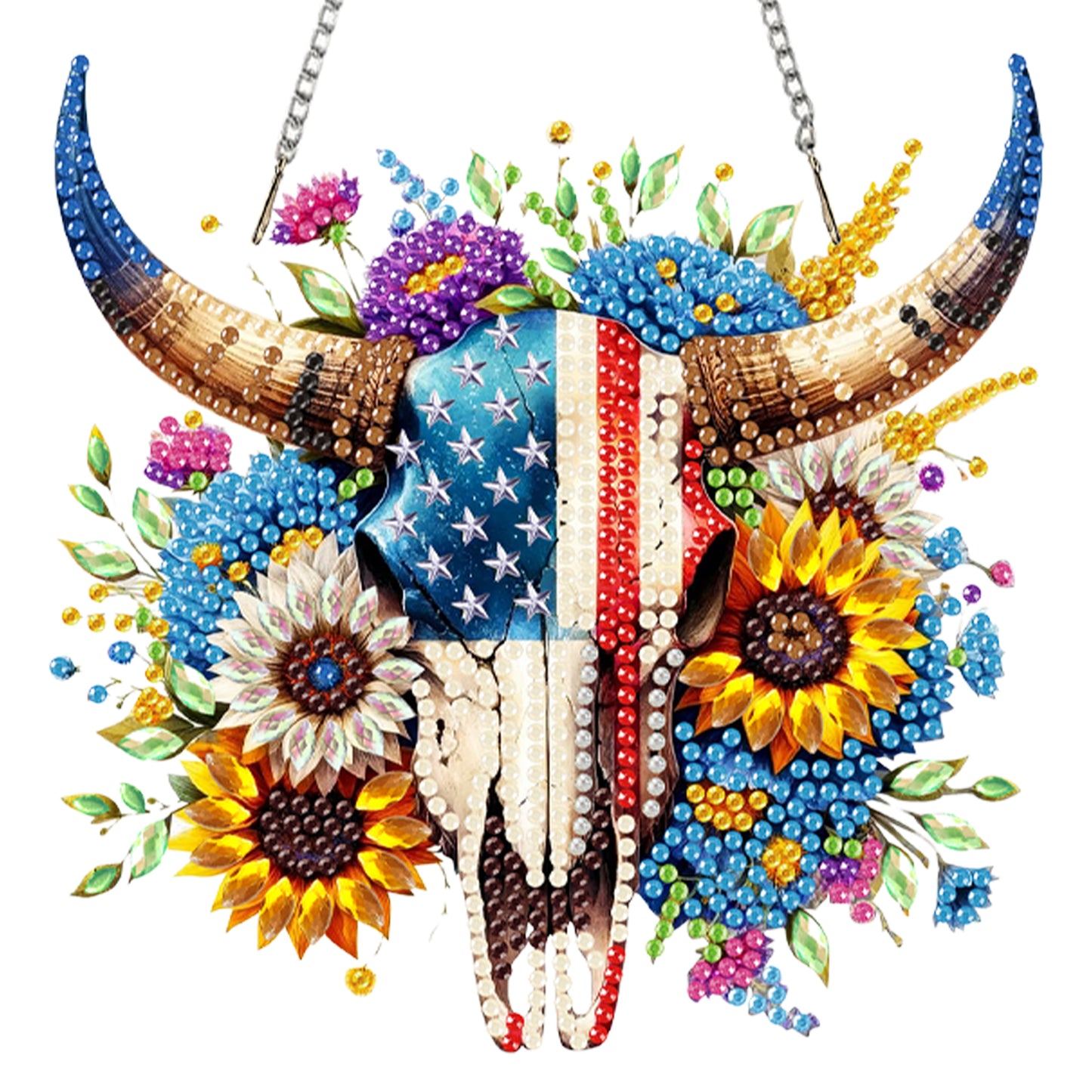 4pcs Independence Day 2D Flat DIY Acrylic Diamond Art Pendant Single Side Drill