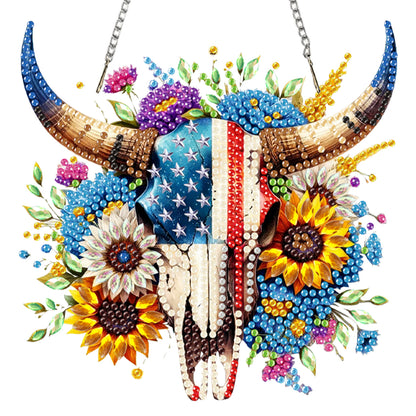 4pcs Independence Day 2D Flat DIY Acrylic Diamond Art Pendant Single Side Drill