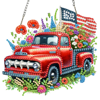 4pcs Independence Day 2D Flat DIY Acrylic Diamond Art Pendant Single Side Drill