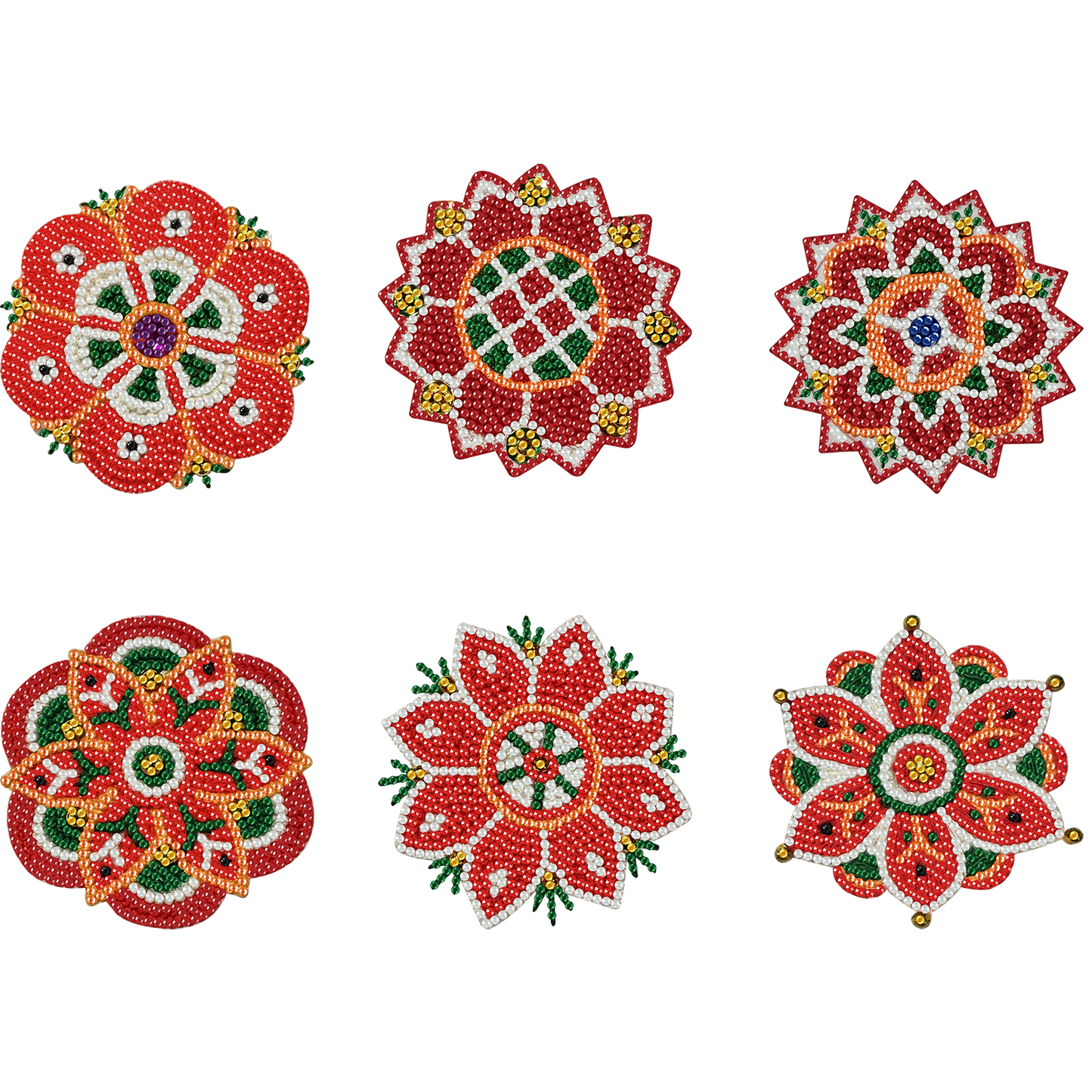 6pcs Pattern Wooden DIY Coaster Diamond Art Kits with Holder No-Slip Home Decor