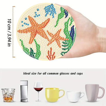 8pcs Animals Wooden DIY Coaster Diamond Art Kits with Holder No-Slip Home Decor