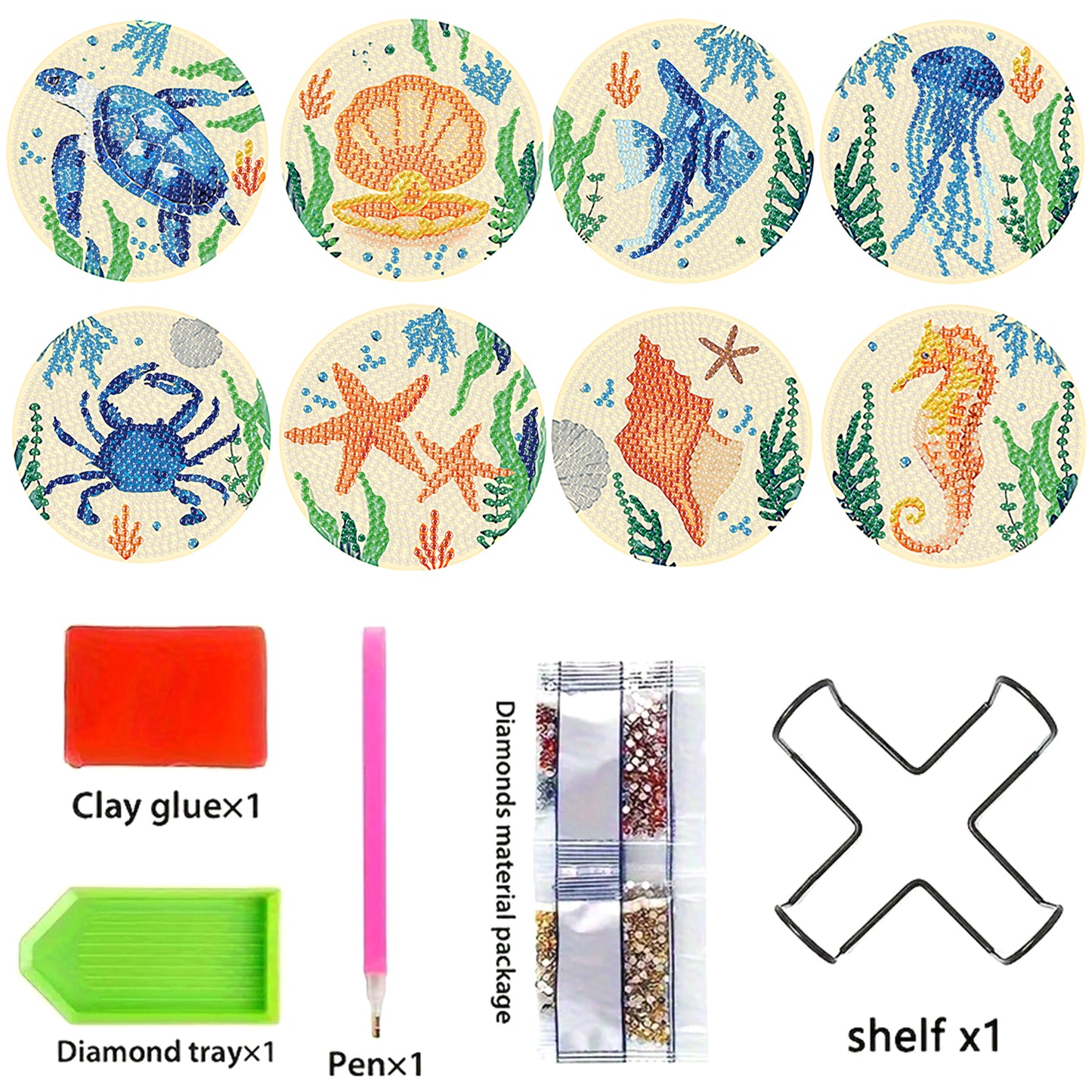 8pcs Animals Wooden DIY Coaster Diamond Art Kits with Holder No-Slip Home Decor