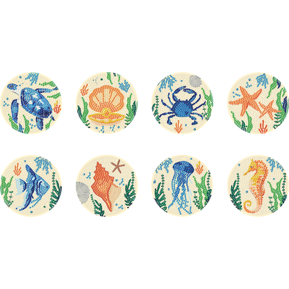 8pcs Animals Wooden DIY Coaster Diamond Art Kits with Holder No-Slip Home Decor