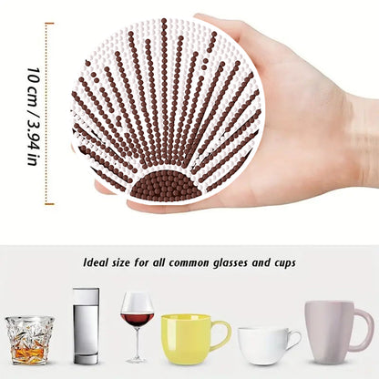 8pcs Plant Wooden DIY Coaster Diamond Art Kits with Holder No-Slip Home Decor