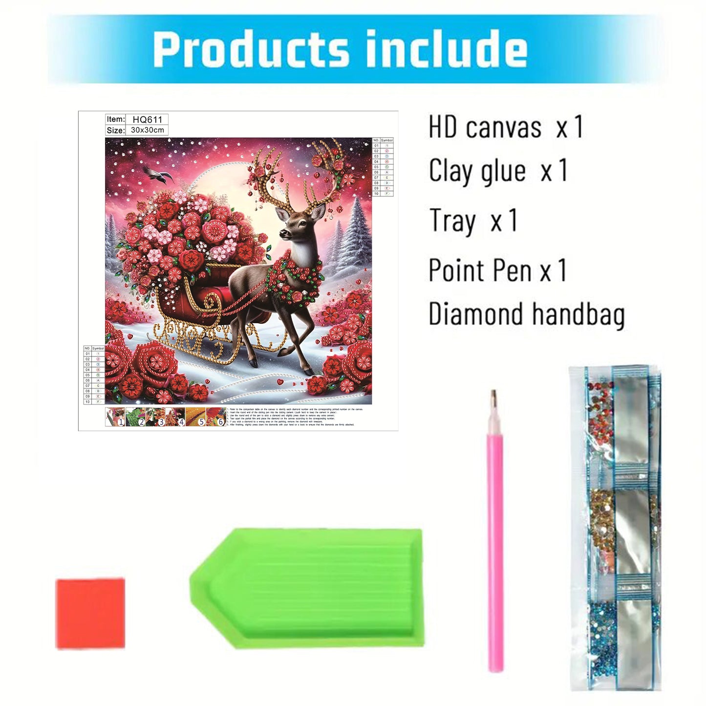 Flower Cart Deer - Special Shaped Drill Diamond Painting 30*30CM