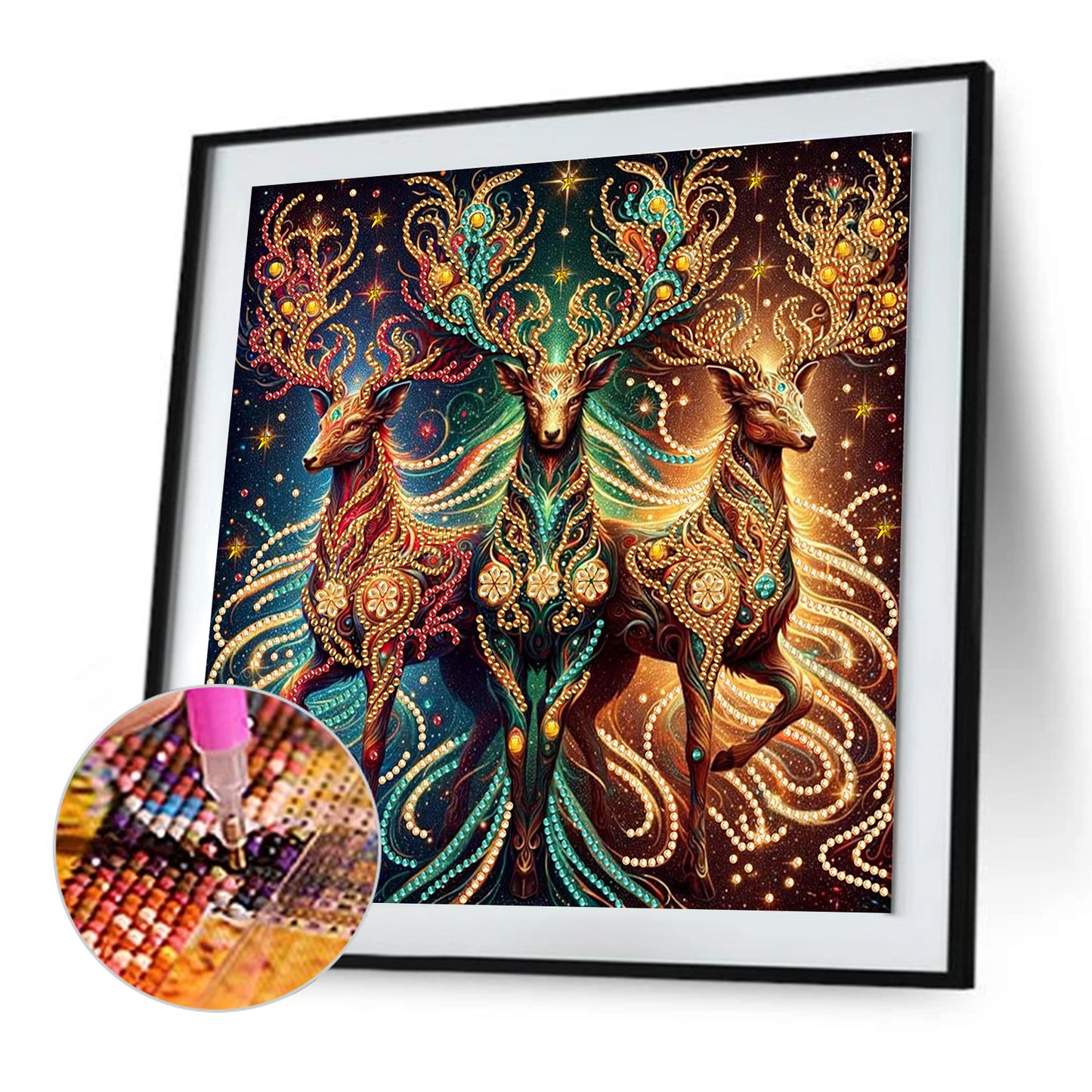 Golden Deer - Special Shaped Drill Diamond Painting 30*30CM