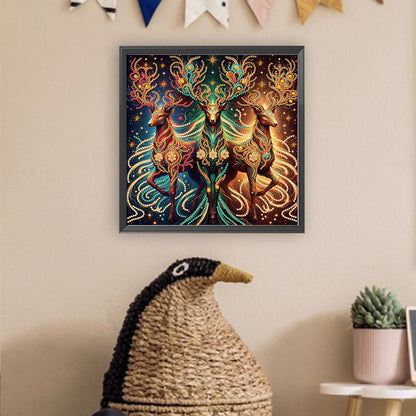 Golden Deer - Special Shaped Drill Diamond Painting 30*30CM