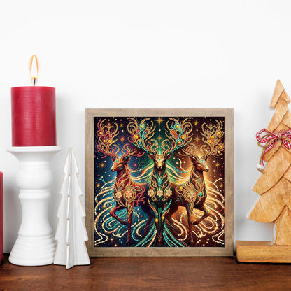 Golden Deer - Special Shaped Drill Diamond Painting 30*30CM