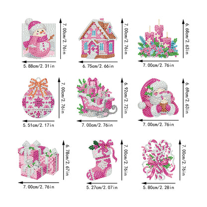9pcs Christmas 2D Acrylic DIY Diamond Painting Magnets Special-Shaped Drill