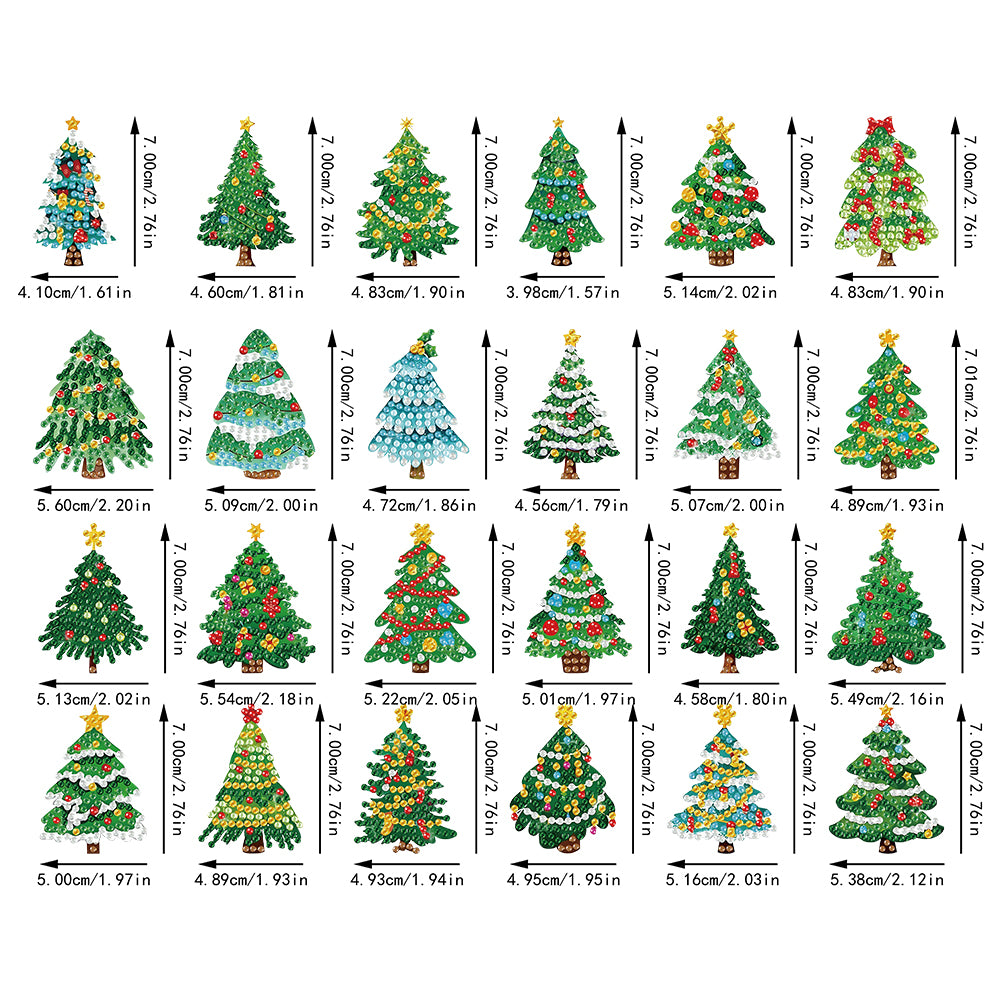 24pcs Tree 2D Acrylic DIY Diamond Painting Magnets Special-Shaped Drill Decor