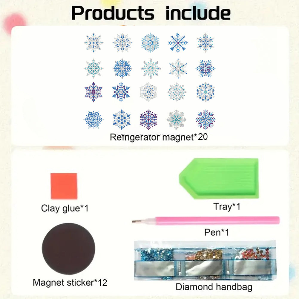 20pcs Snow 2D Acrylic DIY Diamond Painting Magnets Special-Shaped Drill Decor