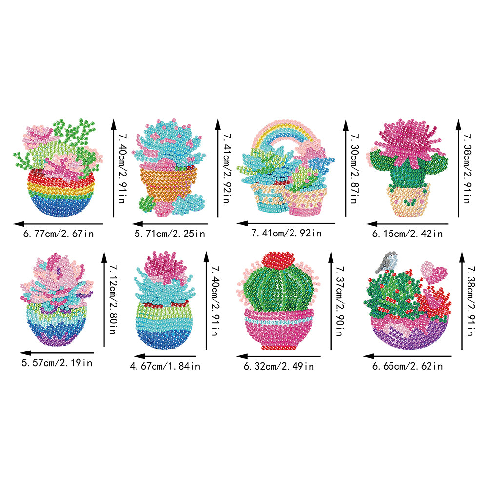 8pcs Cactus 2D Acrylic DIY Diamond Painting Magnets Special-Shaped Drill Decor
