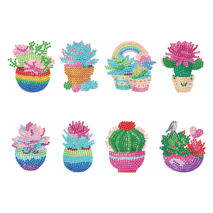 8pcs Cactus 2D Acrylic DIY Diamond Painting Magnets Special-Shaped Drill Decor