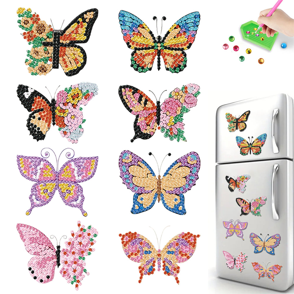 8pcs Butterfly 2D Acrylic DIY Diamond Painting Magnets Special-Shaped Drill