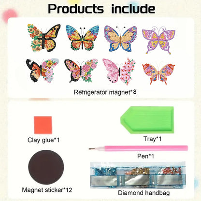 8pcs Butterfly 2D Acrylic DIY Diamond Painting Magnets Special-Shaped Drill
