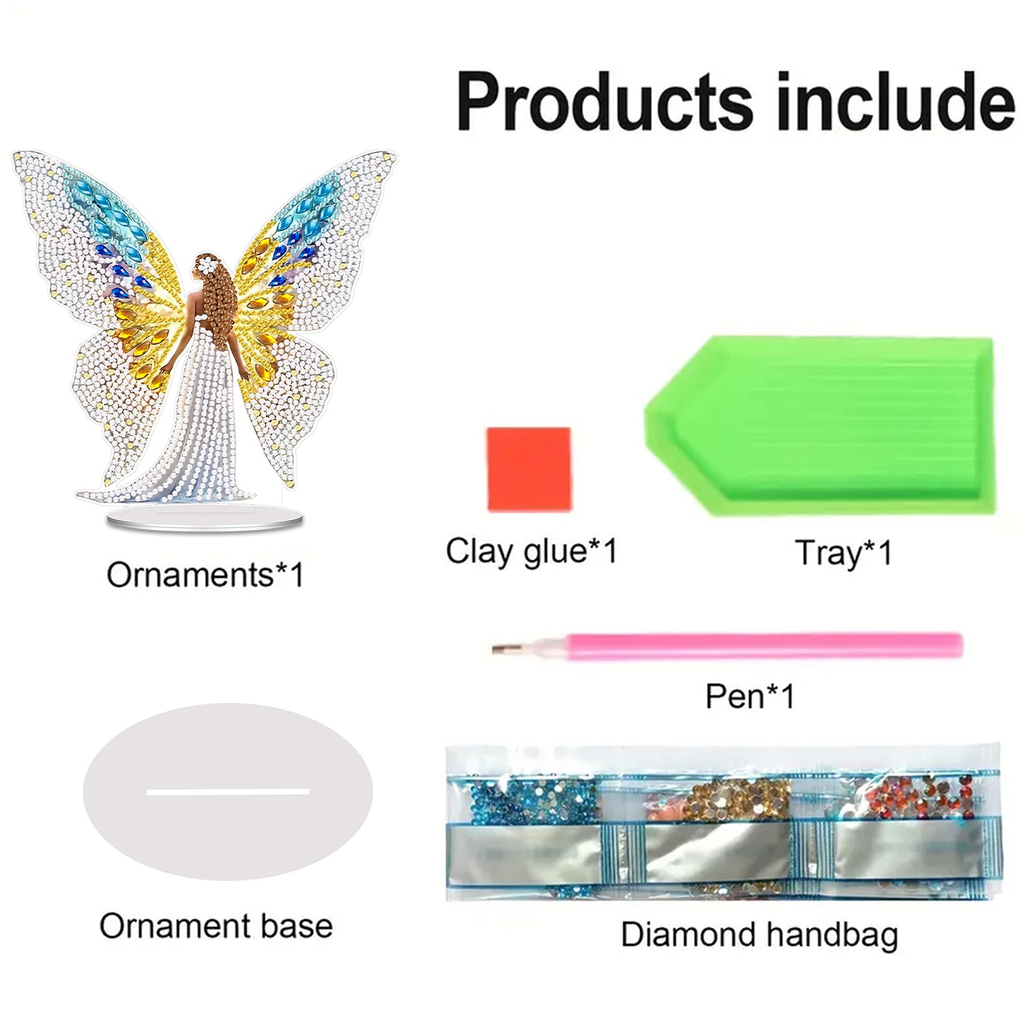 Girl DIY 2D Flat Acrylic Desktop Diamond Art Kit Single-Sided for Home Decor
