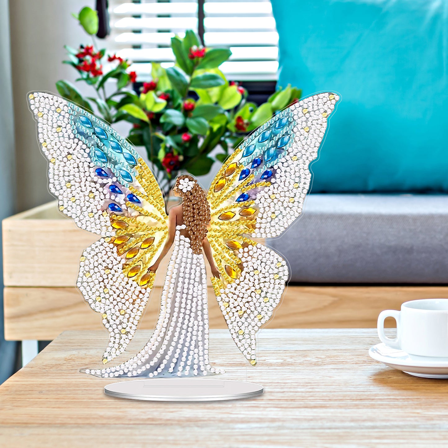 Girl DIY 2D Flat Acrylic Desktop Diamond Art Kit Single-Sided for Home Decor