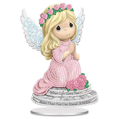 Angel DIY 2D Flat Acrylic Desktop Diamond Art Kit Single-Sided for Home Decor