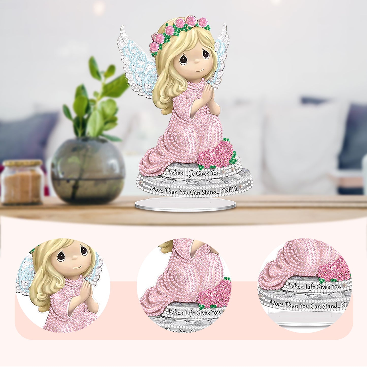 Angel DIY 2D Flat Acrylic Desktop Diamond Art Kit Single-Sided for Home Decor