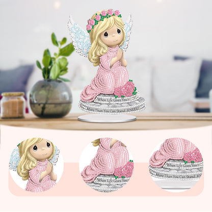 Angel DIY 2D Flat Acrylic Desktop Diamond Art Kit Single-Sided for Home Decor