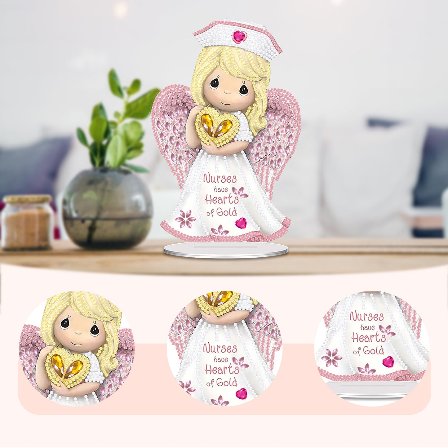 Nurse Angel DIY 2D Flat Acrylic Desktop Diamond Art Kit Single-Sided Home Decor